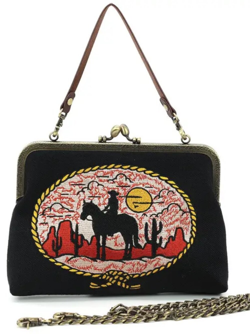 Cow Girl Kiss Lock Bag - Vintage Western Charm NEW!